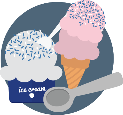Ice cream bowl and cone illustration